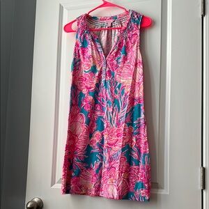 Floral Sleeveless Dress - Pink and Blue